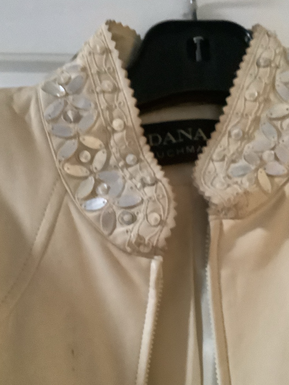 Dana Buchman Cream Leather Tailored Blazer Jacket